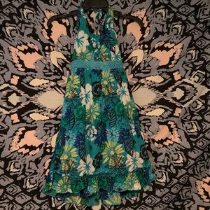 Girls blue flower sun dress size 12